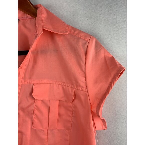 George Coral Button-Up Blouse Size S Wrinkle Resistant - Picture 5 of 7